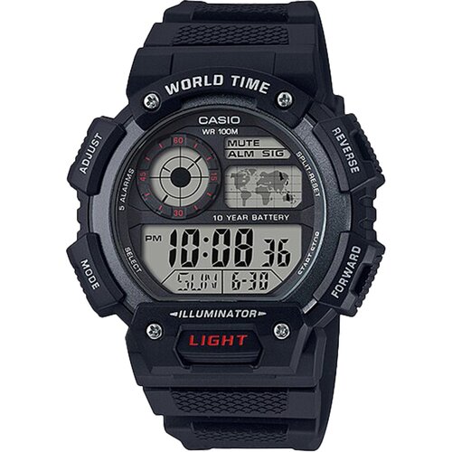 AE1400WH-1A World Time Black Digital Mens Watch