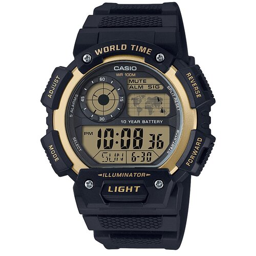 AE1400WH-9A World Time Black Resin Digital Mens Watch
