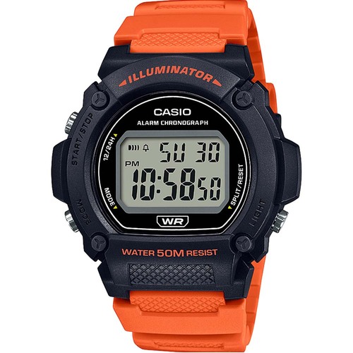 Casio W219H-4A Orange and Black Resin Watch