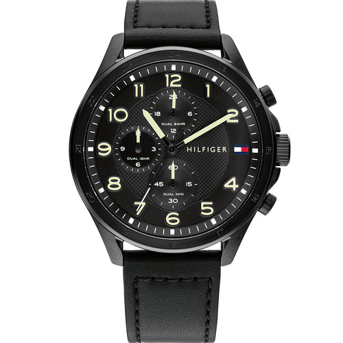 Tommy Hilfiger 1792004 Axel Black Leather Mens Watch